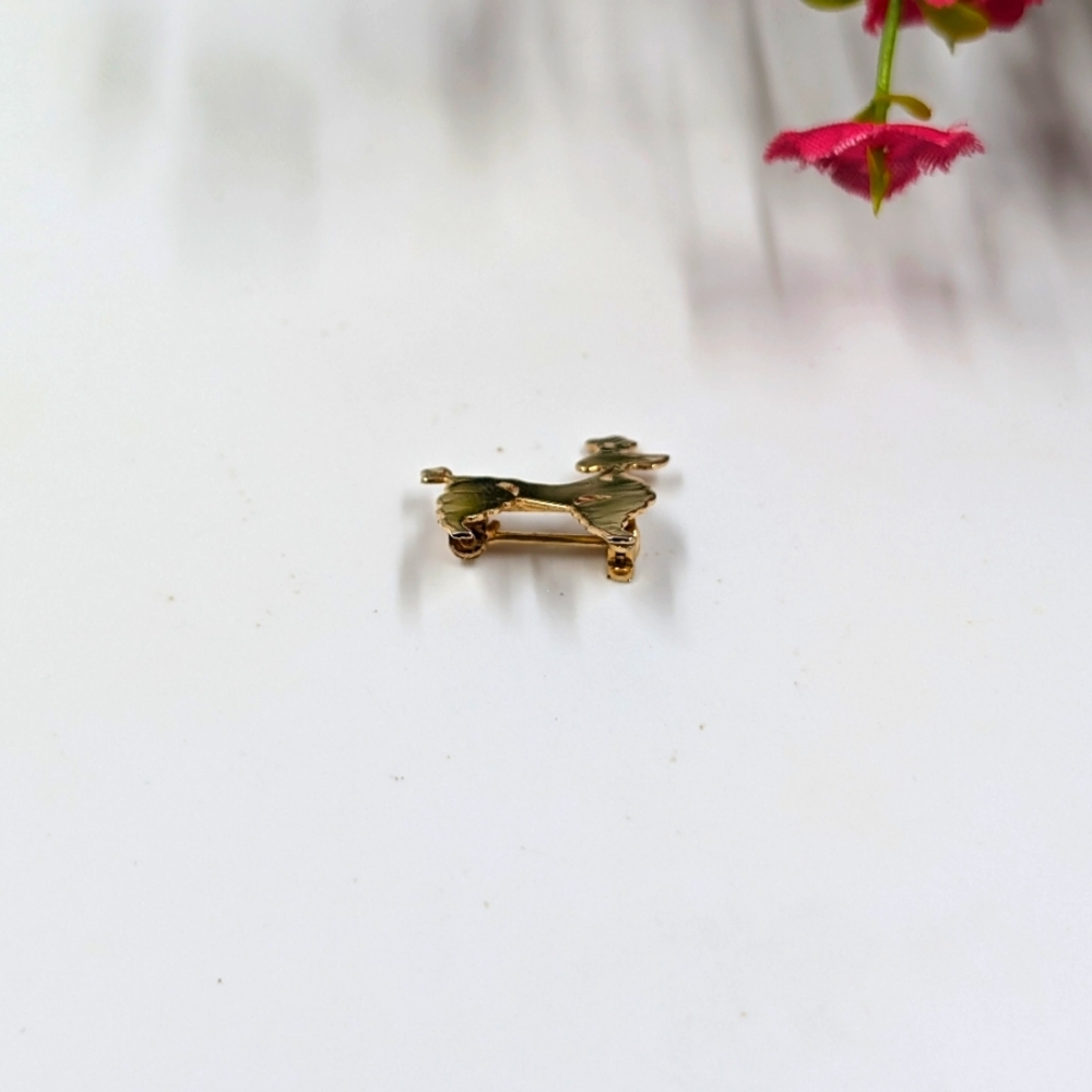 10K Yellow Gold Filled Signed Vintage Poodle Brooch - Picture 3 of 6